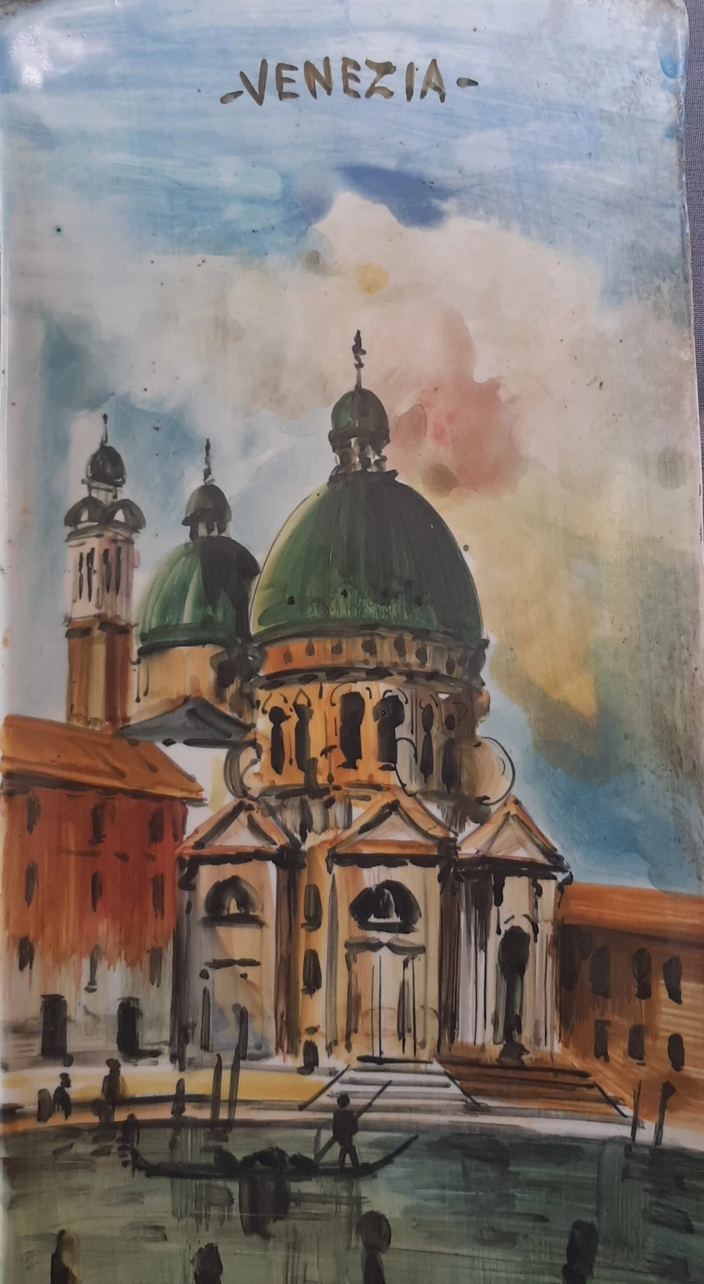 Piatto vintage dipinto a mano raffigurante la basilica di Venezia
