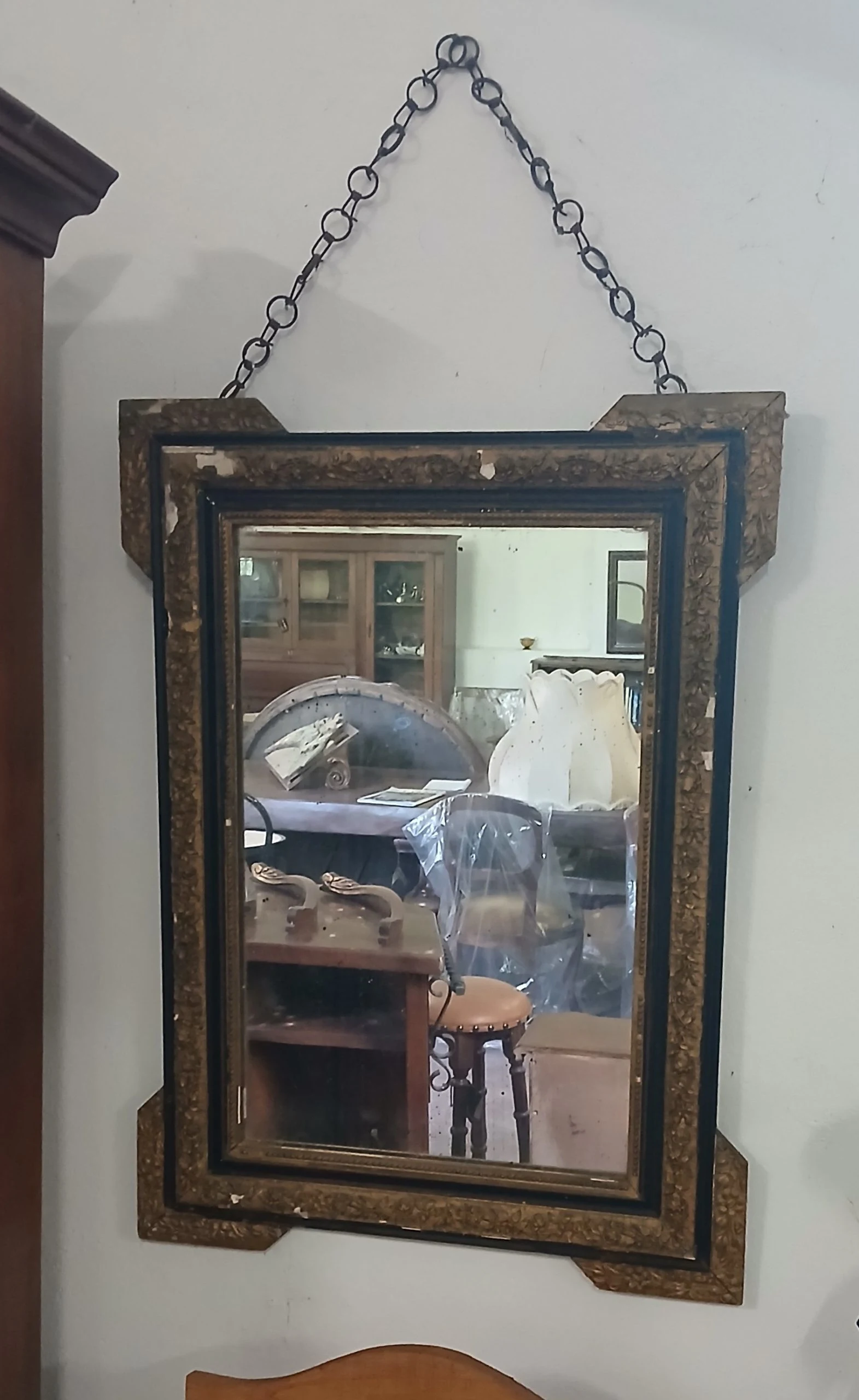 Antico Specchio Francese Napoleone III in Legno
