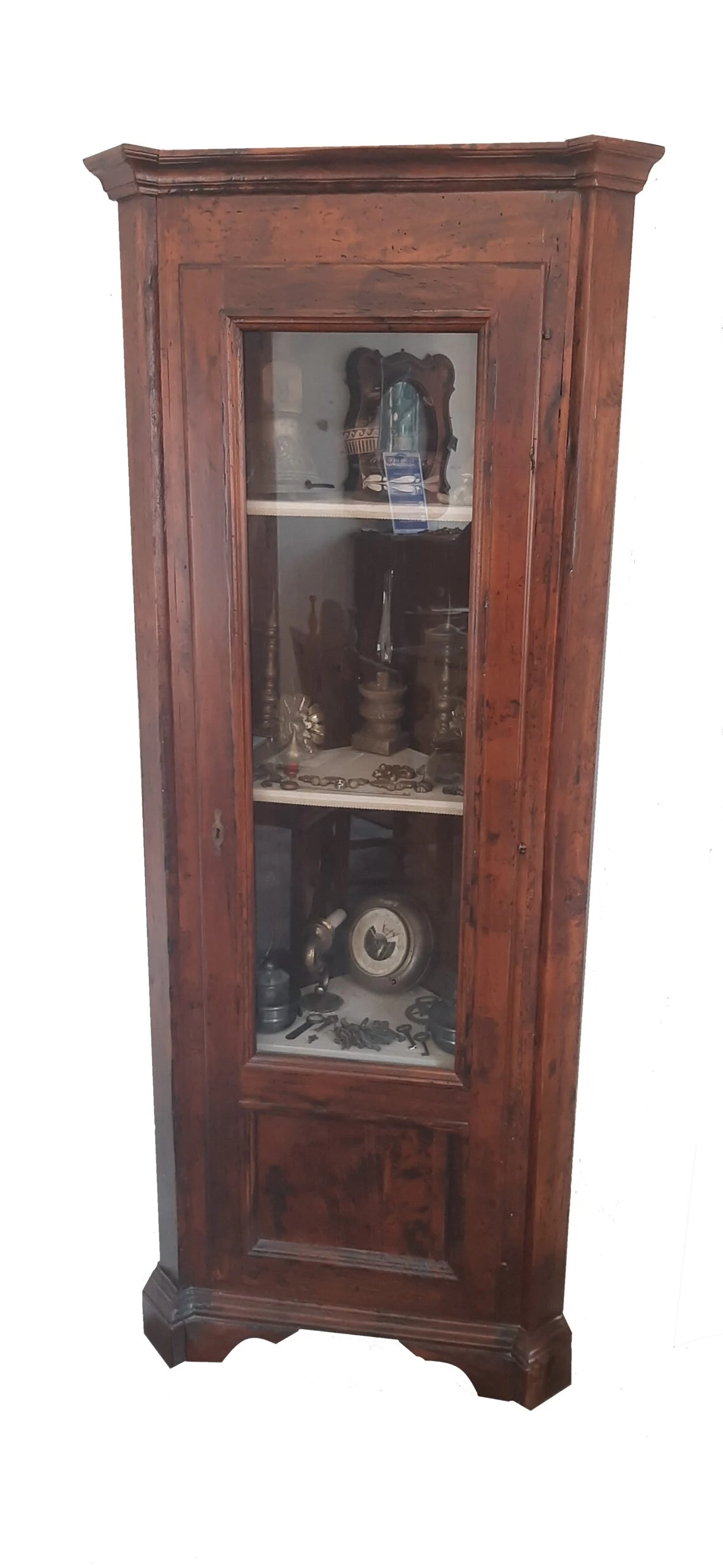 Mobile angoliera in legno massello con vetrina