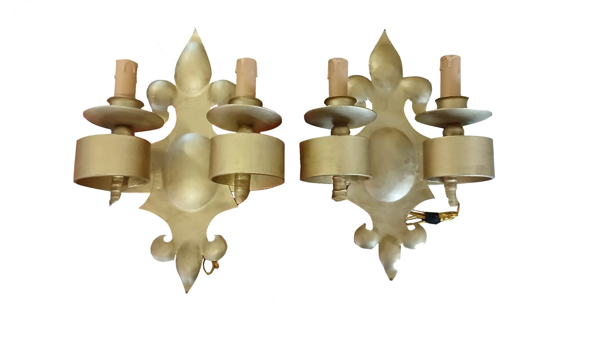 Coppia di appliques di design dorate