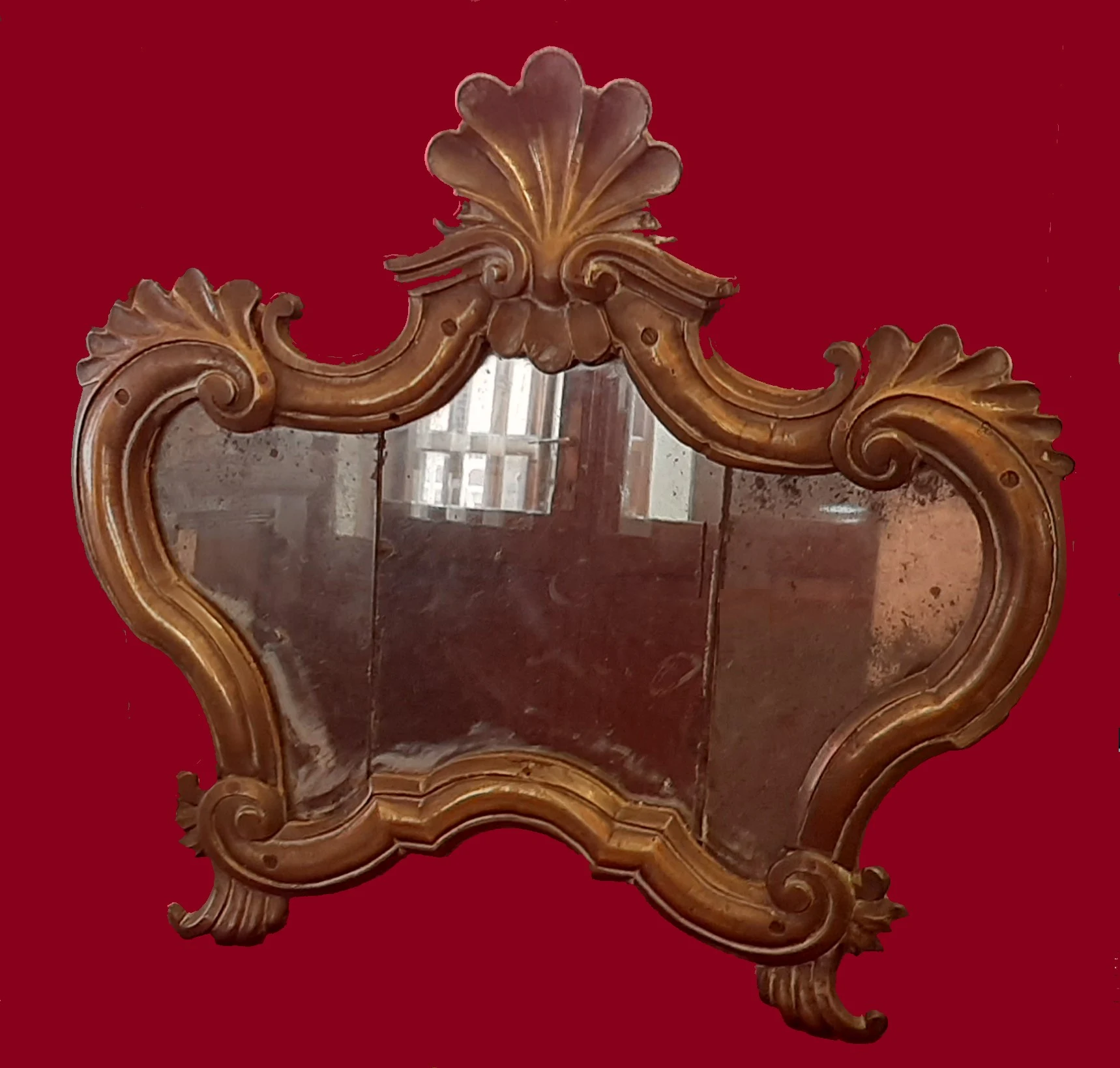 Specchio cartagloria antico con cornice argentata