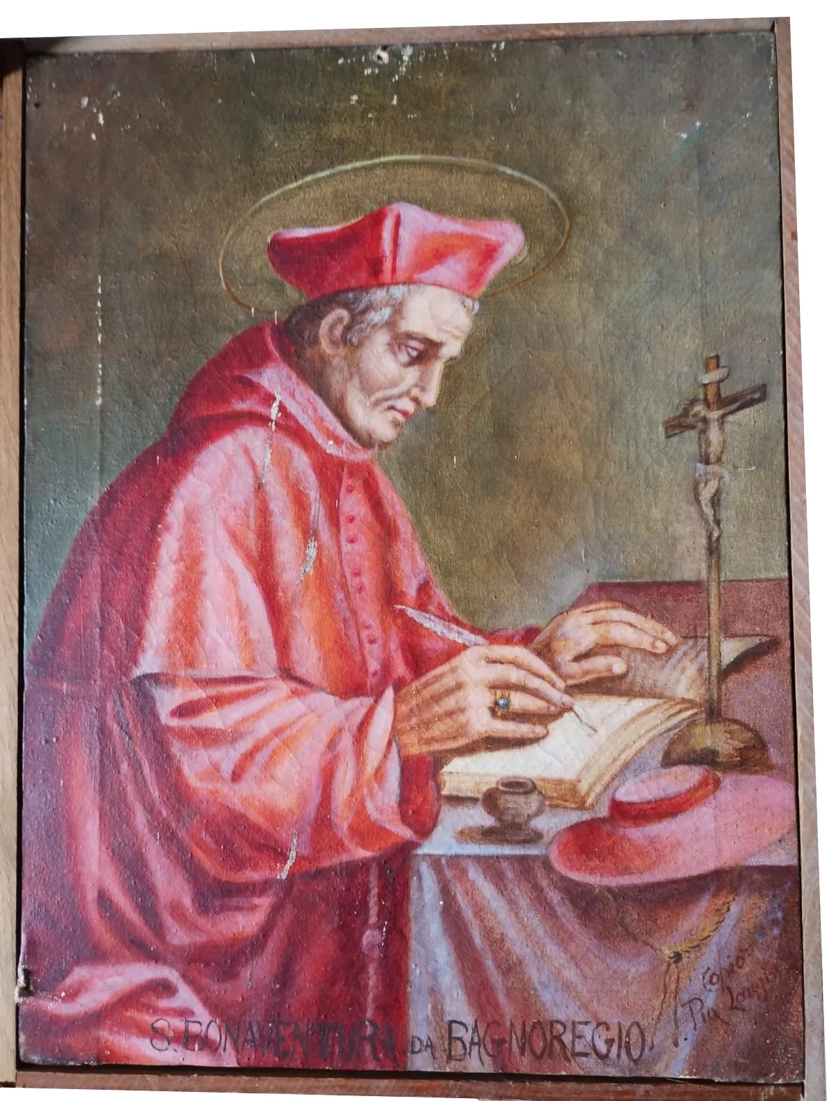 Dipinto olio su tela religioso San Bonaventura da Bagnoregio