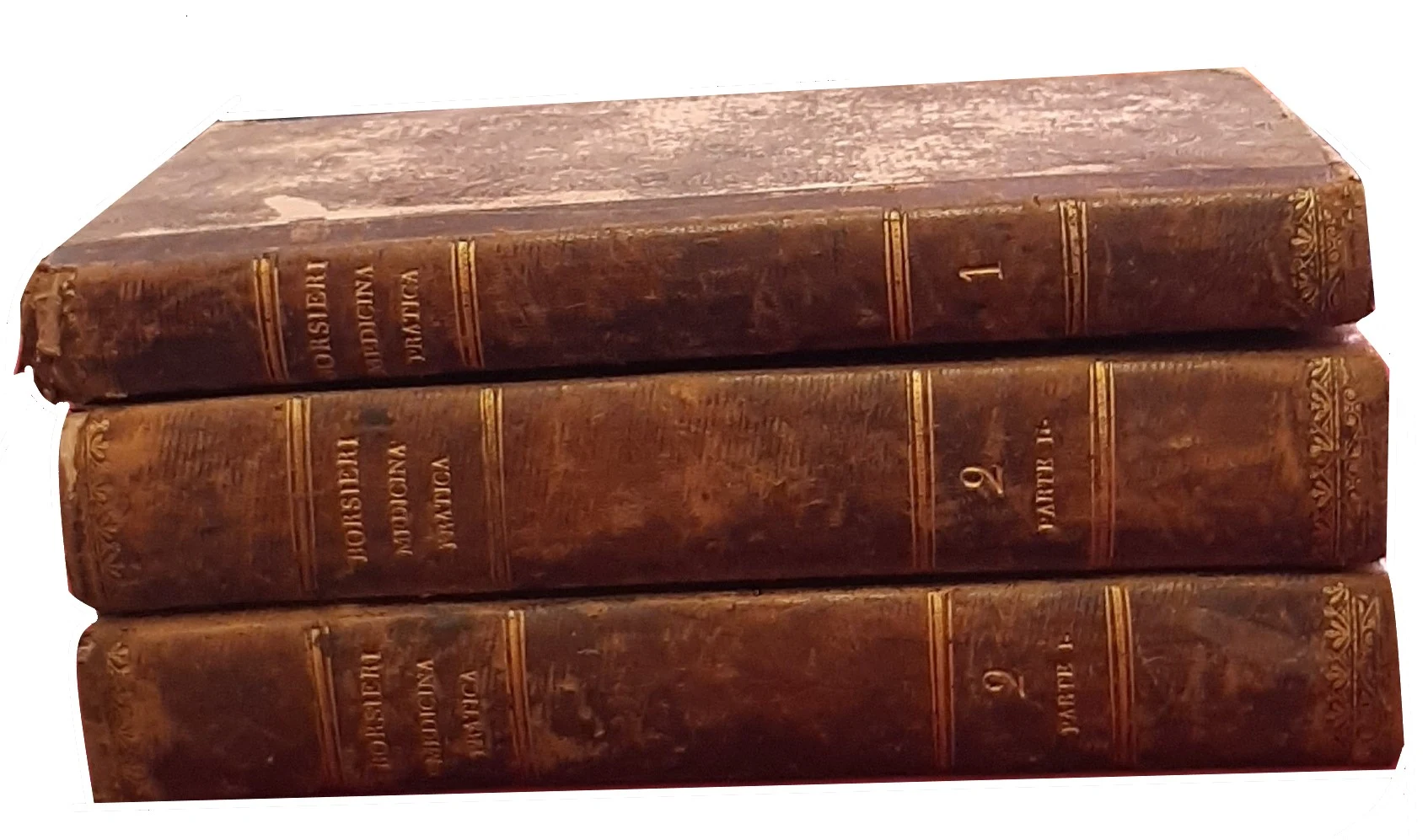 Antique volumes “Istituzioni di medicina pratica”, antique book by Borsieri