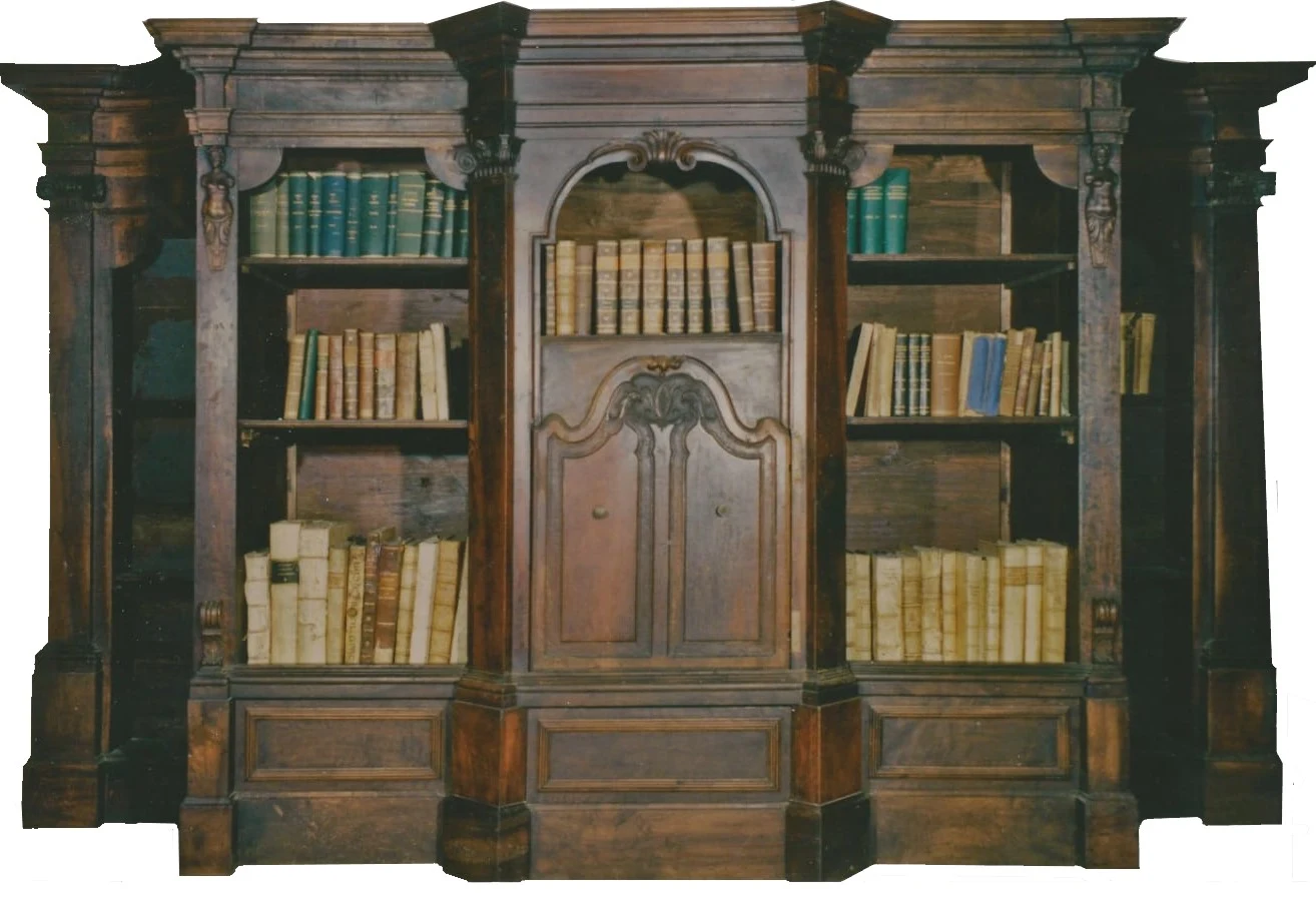 Libreria Antica Stile Impero in Noce del XIX Secolo a Tre Navate