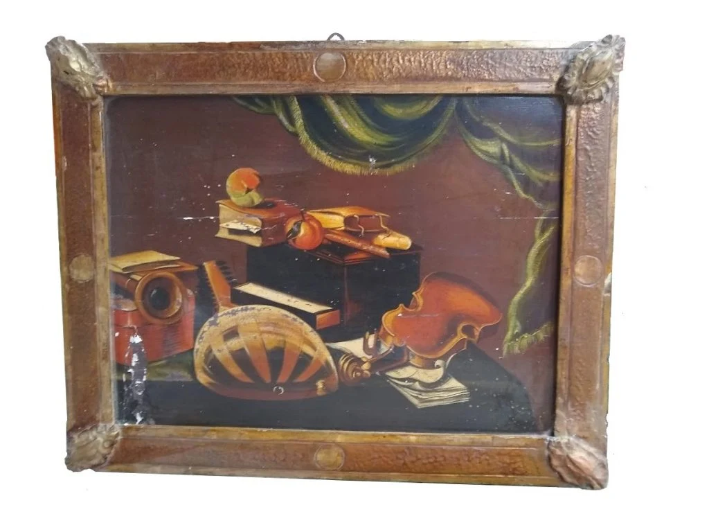 Quadro vintage copia pittore Accardi strumenti musicali