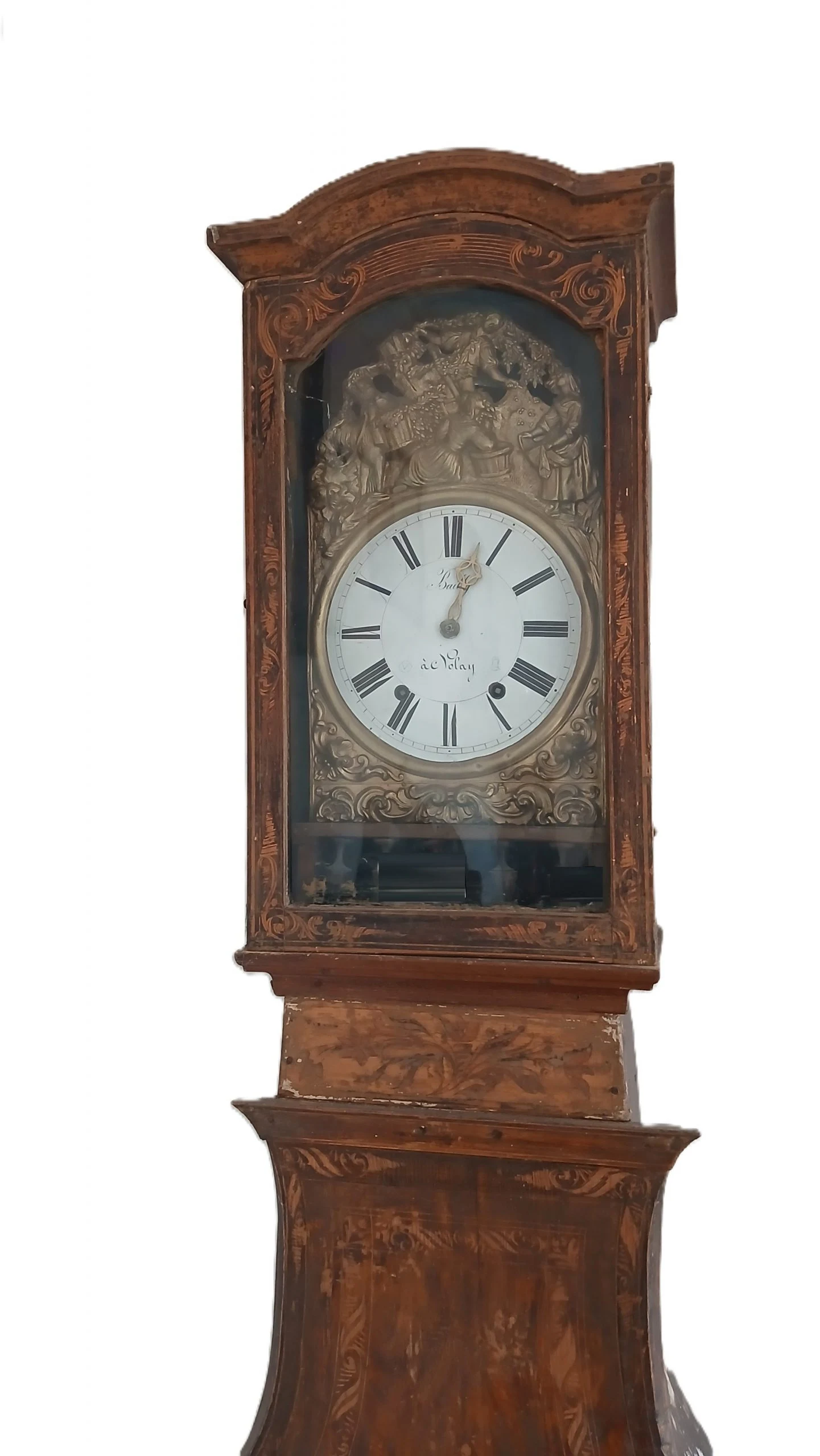 Ancienne horloge à tour à balancier, antiquité, chiffres romains