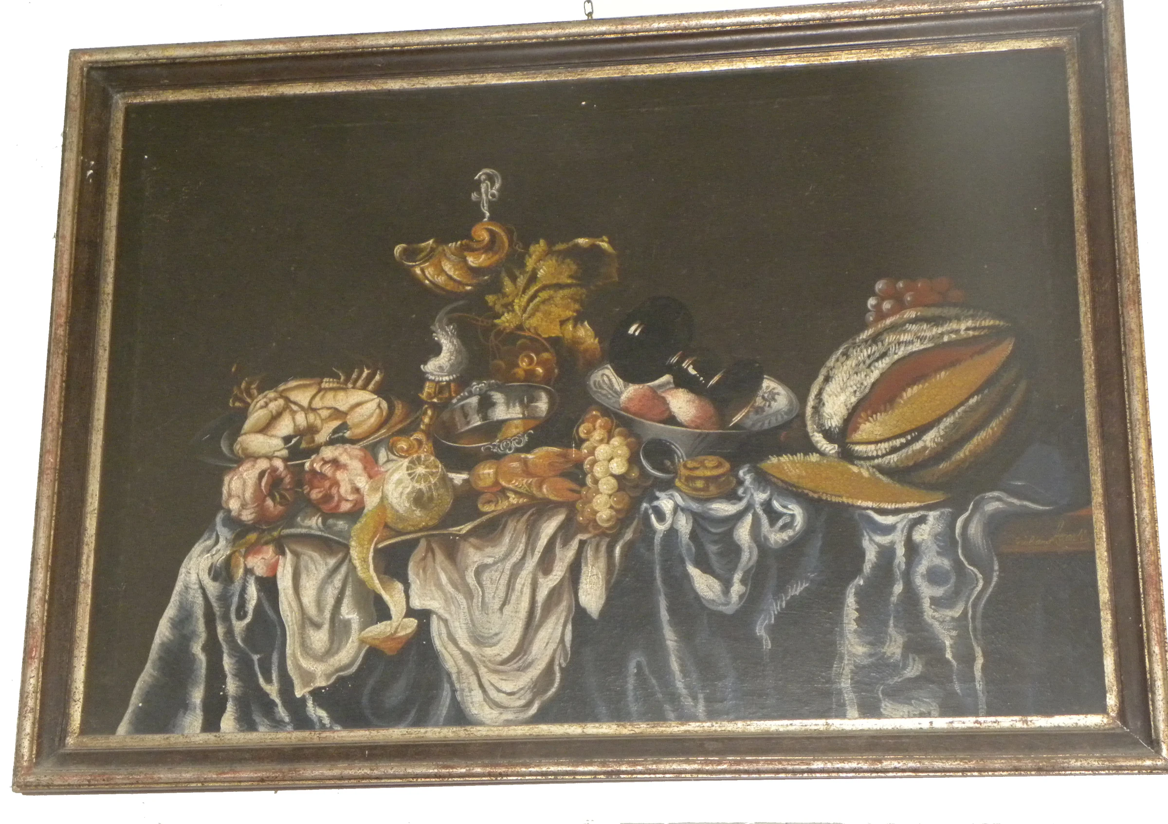 Quadro dipinto raffigurazione natura morta con cornice in legno