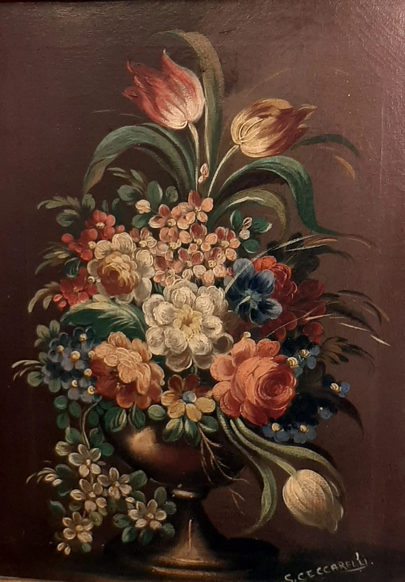 Quadro olio acrilico su tela pittura fiamminga S. Ceccarelli