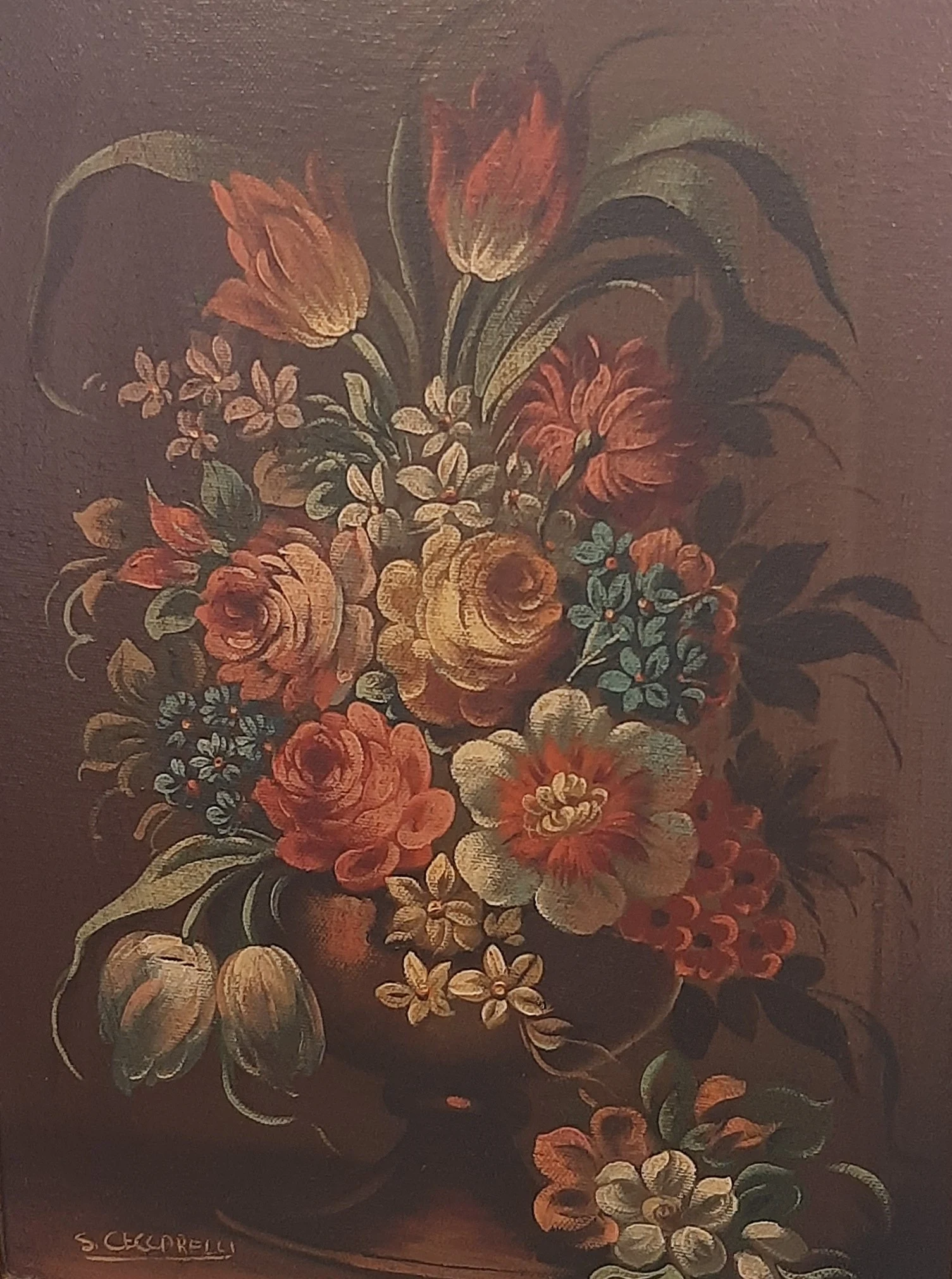 Quadro olio acrilico su tela S. Ceccarelli pittura fiamminga