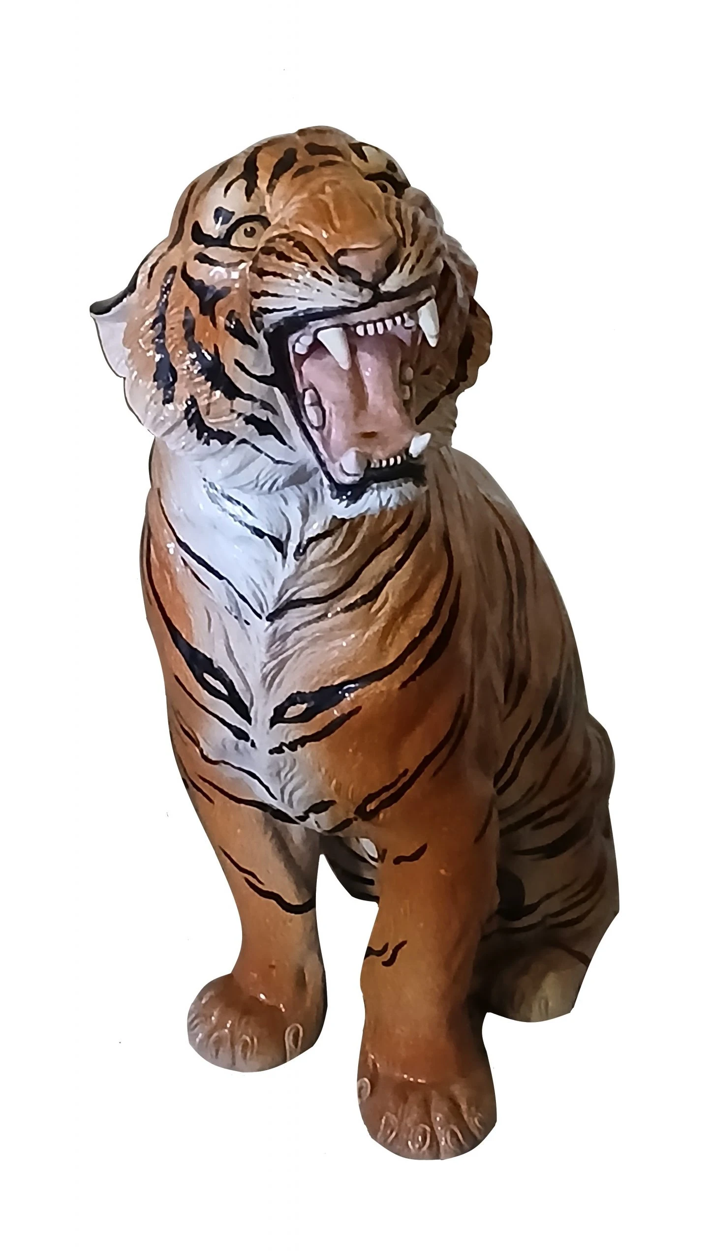 Ceramica Tigre animale esotico dipinta statua vintage italiana
