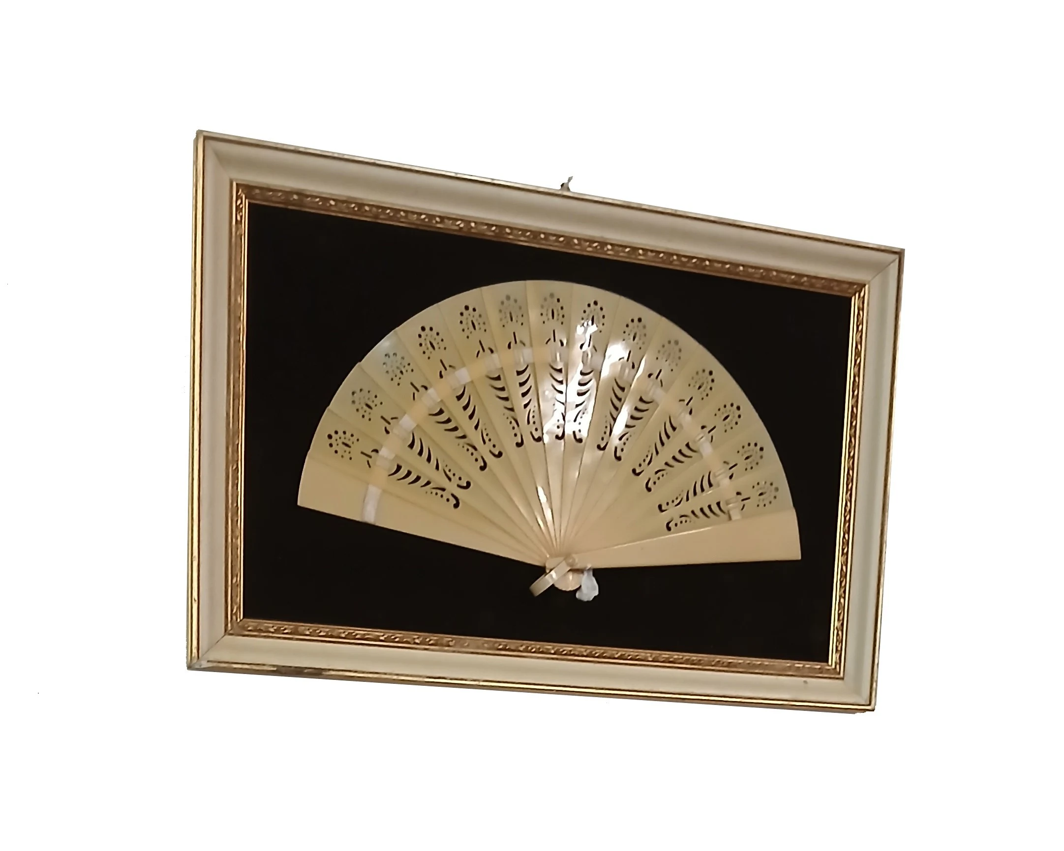 Ventaglio vintage con teca senza vetro cornice liscia